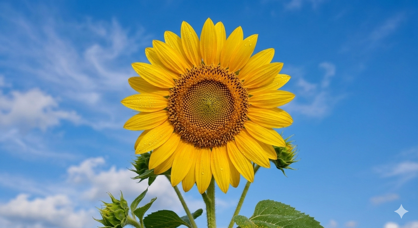 Sunflower against blue sky
